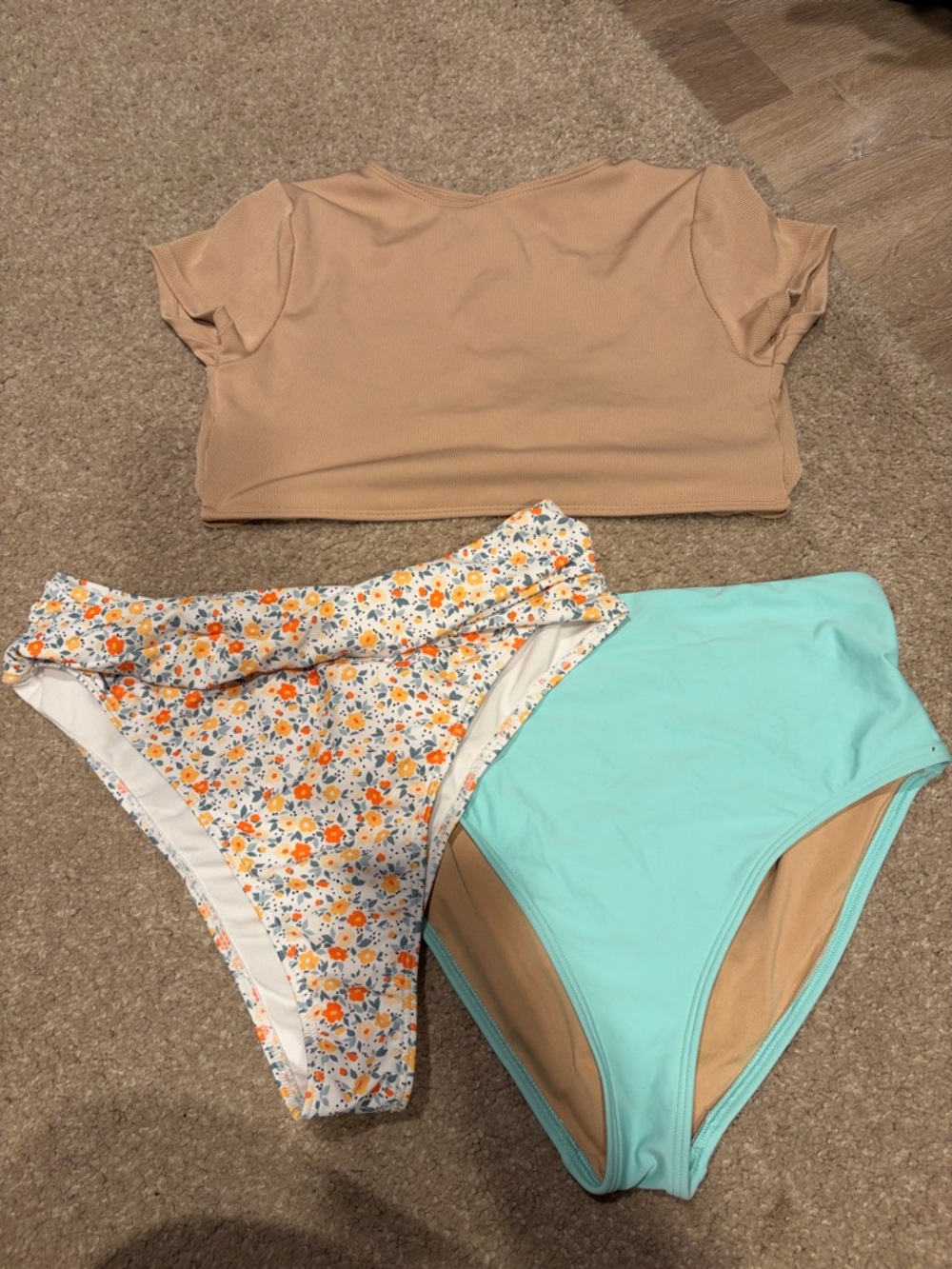 Swim top with 2 bottoms